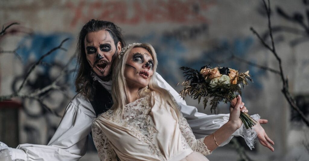 Le mariage gothique flamboyant de Christine Quinn organisez un mariage gothique inoubliable avec nos idées et inspirations élégantes, mêlant romantisme sombre et ambiance mystérieuse pour un événement unique.